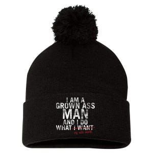 I'm A Grown Man And I Do What My Wife Wants Pom Pom 12in Knit Beanie