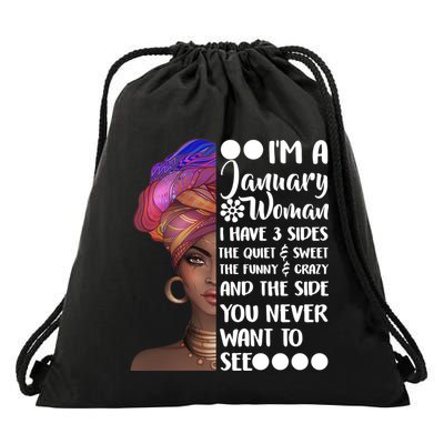 I'm A January Woman Cute Birthday Drawstring Bag