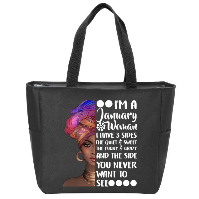 I'm A January Woman Cute Birthday Zip Tote Bag