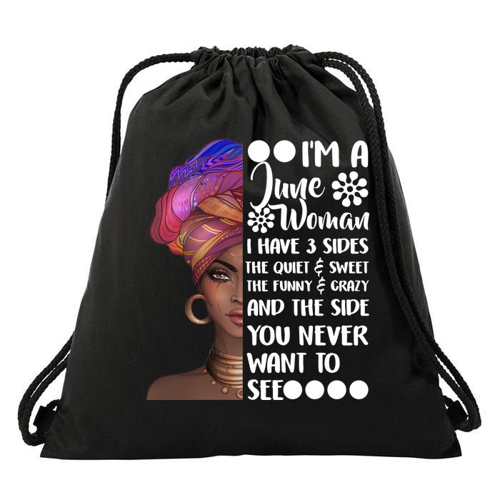 I'm a June Woman Cute Birthday Drawstring Bag