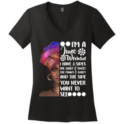 I'm a June Woman Cute Birthday Women's V-Neck T-Shirt
