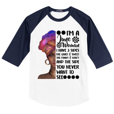 I'm a June Woman Cute Birthday Baseball Sleeve Shirt