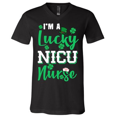 I'm A Lucky Nicu Nurse St Patrick's Day V-Neck T-Shirt