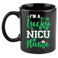 I'm A Lucky Nicu Nurse St Patrick's Day 11oz C Handle Ceramic Mug