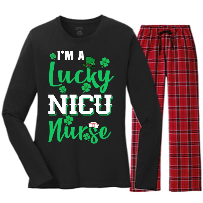 I'm A Lucky Nicu Nurse St Patrick's Day Women's Long Sleeve Flannel Pajama Set 