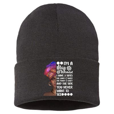 I'm A May Woman Cute Birthday Sustainable Knit Beanie