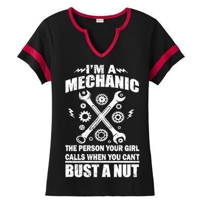 I'm A Mechanic Girl Calls When You Can't Bust A Nut Ladies Halftime Notch Neck Tee