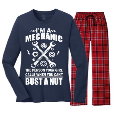 I'm A Mechanic Girl Calls When You Can't Bust A Nut Women's Long Sleeve Flannel Pajama Set 