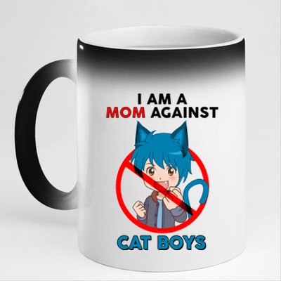 I'm A Mom Against Cat Boys Anime Cat Boys 11oz Black Color Changing Mug