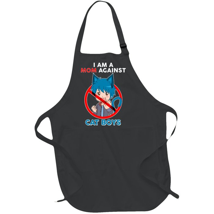 I'm A Mom Against Cat Boys Anime Cat Boys Full-Length Apron With Pockets