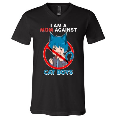 I'm A Mom Against Cat Boys Anime Cat Boys V-Neck T-Shirt