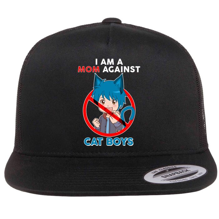 I'm A Mom Against Cat Boys Anime Cat Boys Flat Bill Trucker Hat