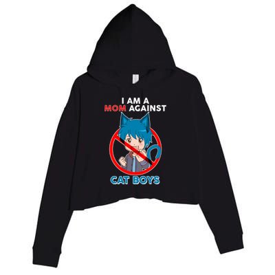 I'm A Mom Against Cat Boys Anime Cat Boys Crop Fleece Hoodie