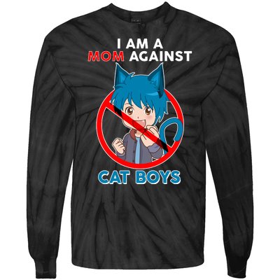 I'm A Mom Against Cat Boys Anime Cat Boys Tie-Dye Long Sleeve Shirt