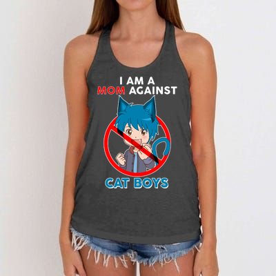 I'm A Mom Against Cat Boys Anime Cat Boys Women's Knotted Racerback Tank