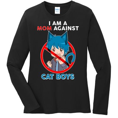 I'm A Mom Against Cat Boys Anime Cat Boys Ladies Long Sleeve Shirt