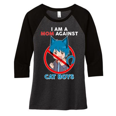 I'm A Mom Against Cat Boys Anime Cat Boys Women's Tri-Blend 3/4-Sleeve Raglan Shirt