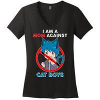 I'm A Mom Against Cat Boys Anime Cat Boys Women's V-Neck T-Shirt