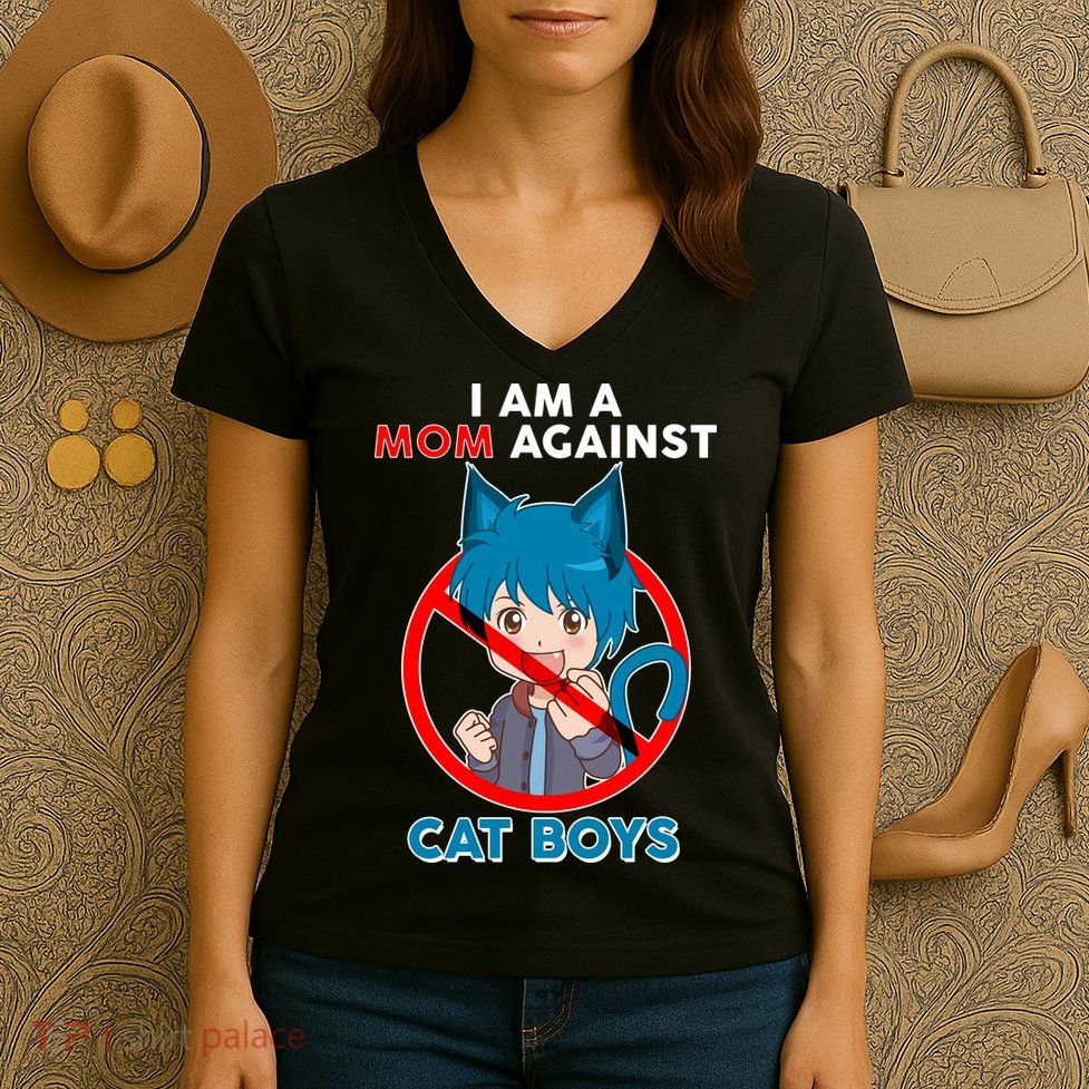 I'm A Mom Against Cat Boys Anime Cat Boys Women's V-Neck T-Shirt