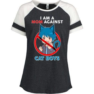 I'm A Mom Against Cat Boys Anime Cat Boys Enza Ladies Jersey Colorblock Tee