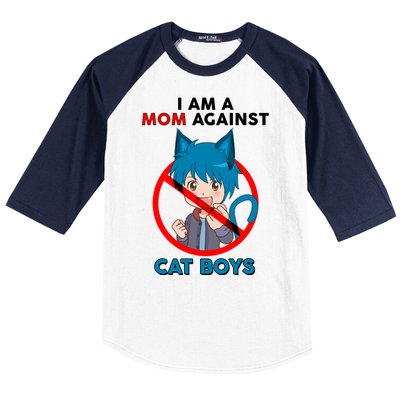 I'm A Mom Against Cat Boys Anime Cat Boys Baseball Sleeve Shirt