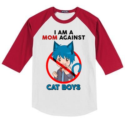 I'm A Mom Against Cat Boys Anime Cat Boys Kids Colorblock Raglan Jersey