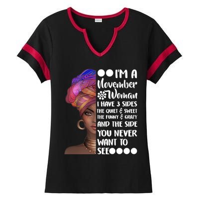 I'm A November Woman Cute Birthday Ladies Halftime Notch Neck Tee