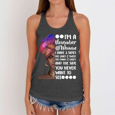 I'm A November Woman Cute Birthday Women's Knotted Racerback Tank