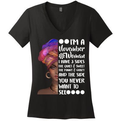 I'm A November Woman Cute Birthday Women's V-Neck T-Shirt