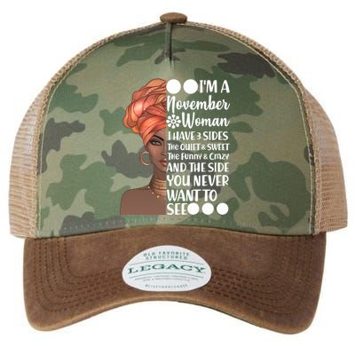 I'm A November Woman I Have 3 Sides Birthday Legacy Tie Dye Trucker Hat