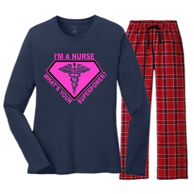 I'm A Nurse What's Your Superpower Women's Long Sleeve Flannel Pajama Set 