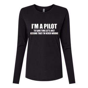 I'm A Pilot Womens Cotton Relaxed Long Sleeve T-Shirt