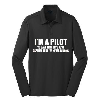 I'm A Pilot Silk Touch Performance Long Sleeve Polo