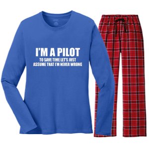 I'm A Pilot Women's Long Sleeve Flannel Pajama Set 