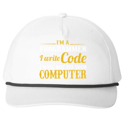 I'm A Programmer I Write Code Snapback Five-Panel Rope Hat