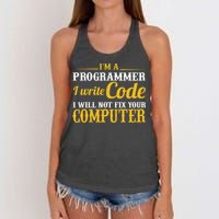 I'm A Programmer I Write Code Women's Knotted Racerback Tank