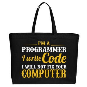 I'm A Programmer I Write Code Cotton Canvas Jumbo Tote