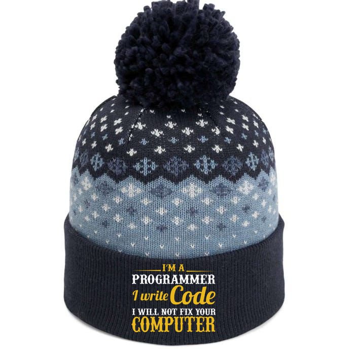 I'm A Programmer I Write Code The Baniff Cuffed Pom Beanie