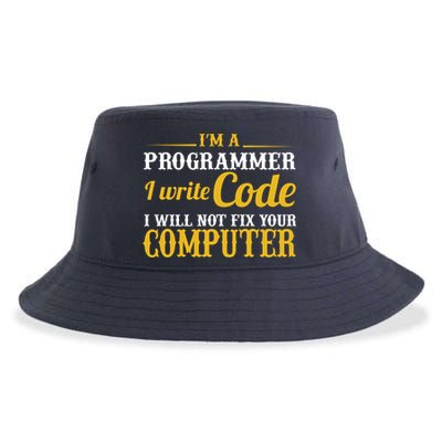 I'm A Programmer I Write Code Sustainable Bucket Hat