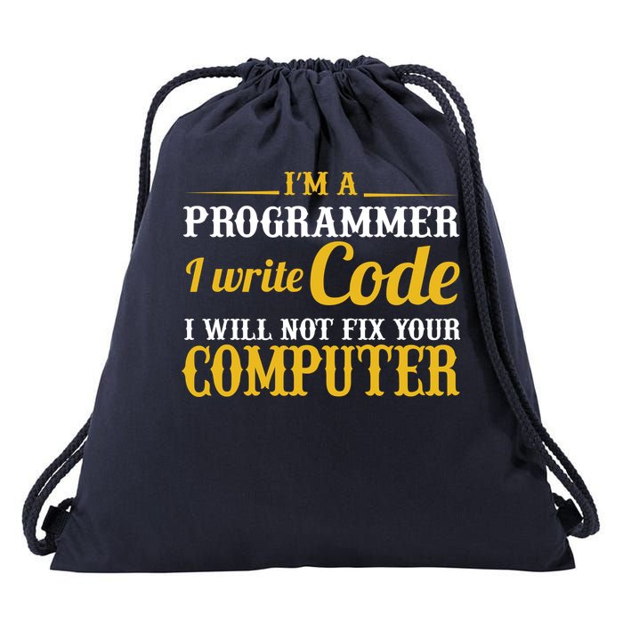 I'm A Programmer I Write Code Drawstring Bag