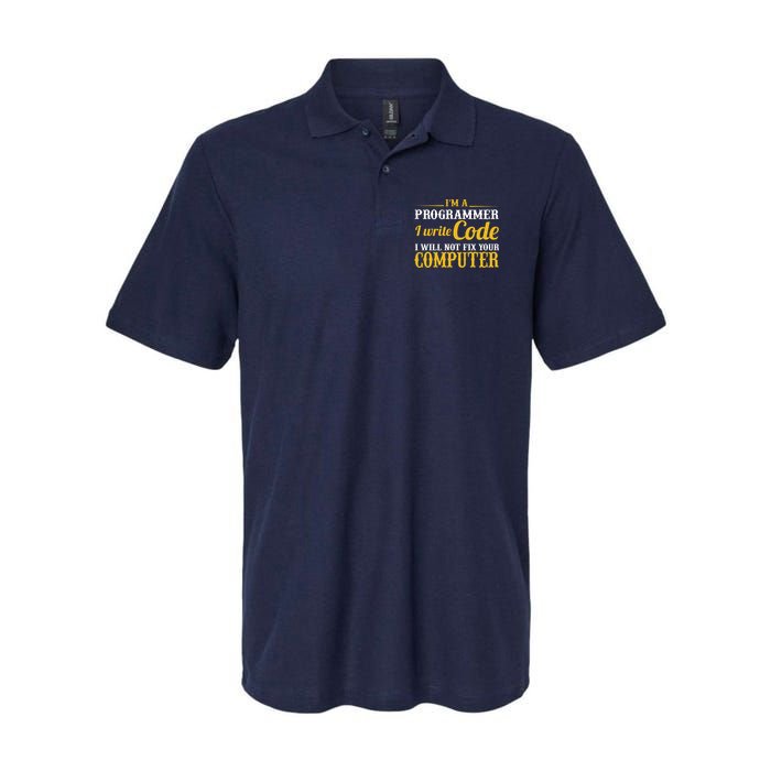 I'm A Programmer I Write Code Softstyle Adult Sport Polo
