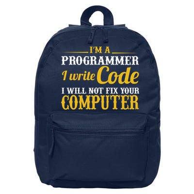 I'm A Programmer I Write Code 16 in Basic Backpack