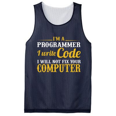I'm A Programmer I Write Code Mesh Reversible Basketball Jersey Tank