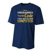I'm A Programmer I Write Code Youth Performance Sprint T-Shirt