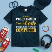 I'm A Programmer I Write Code Kids Tie-Dye T-Shirt