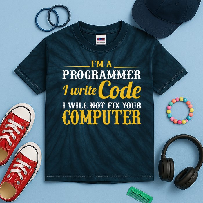 I'm A Programmer I Write Code Kids Tie-Dye T-Shirt