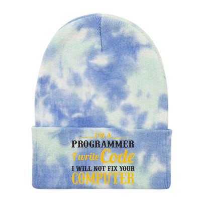 I'm A Programmer I Write Code Tie Dye 12in Knit Beanie