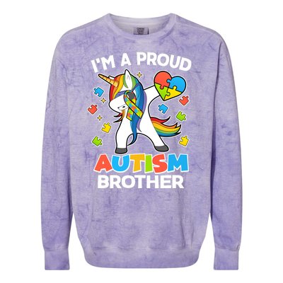 I'm A Proud Autism Brother Dabbing Unicorn Colorblast Crewneck Sweatshirt