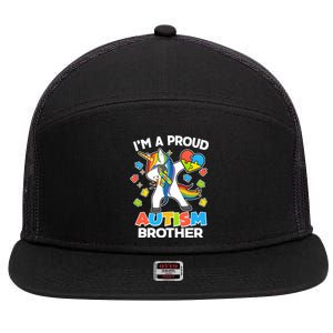 I'm A Proud Autism Brother Dabbing Unicorn 7 Panel Mesh Trucker Snapback Hat