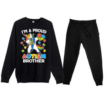 I'm A Proud Autism Brother Dabbing Unicorn Premium Crewneck Sweatsuit Set